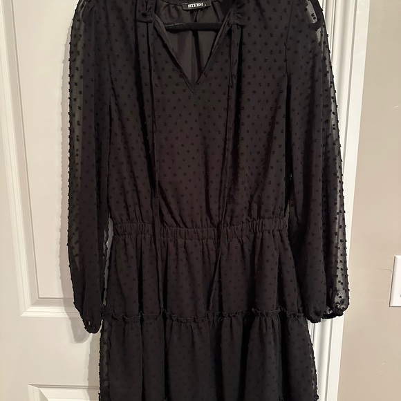 Like new, black long sleeve ruffle tiered dress, worn 1x, darling! - Picture 4 of 4